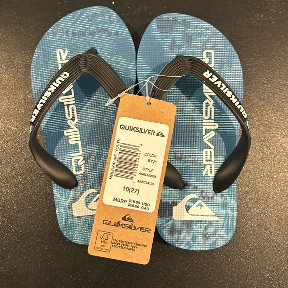 NWT Quicksilver flip flops size 10